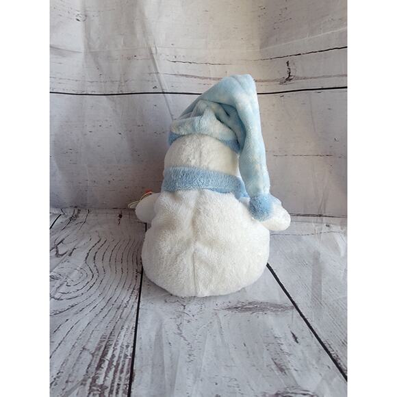 Ty Pluffies Windchill Snowman Bean Plush 8in 2004 Blue Cap Stuffed Animal Toy - Picture 7 of 8